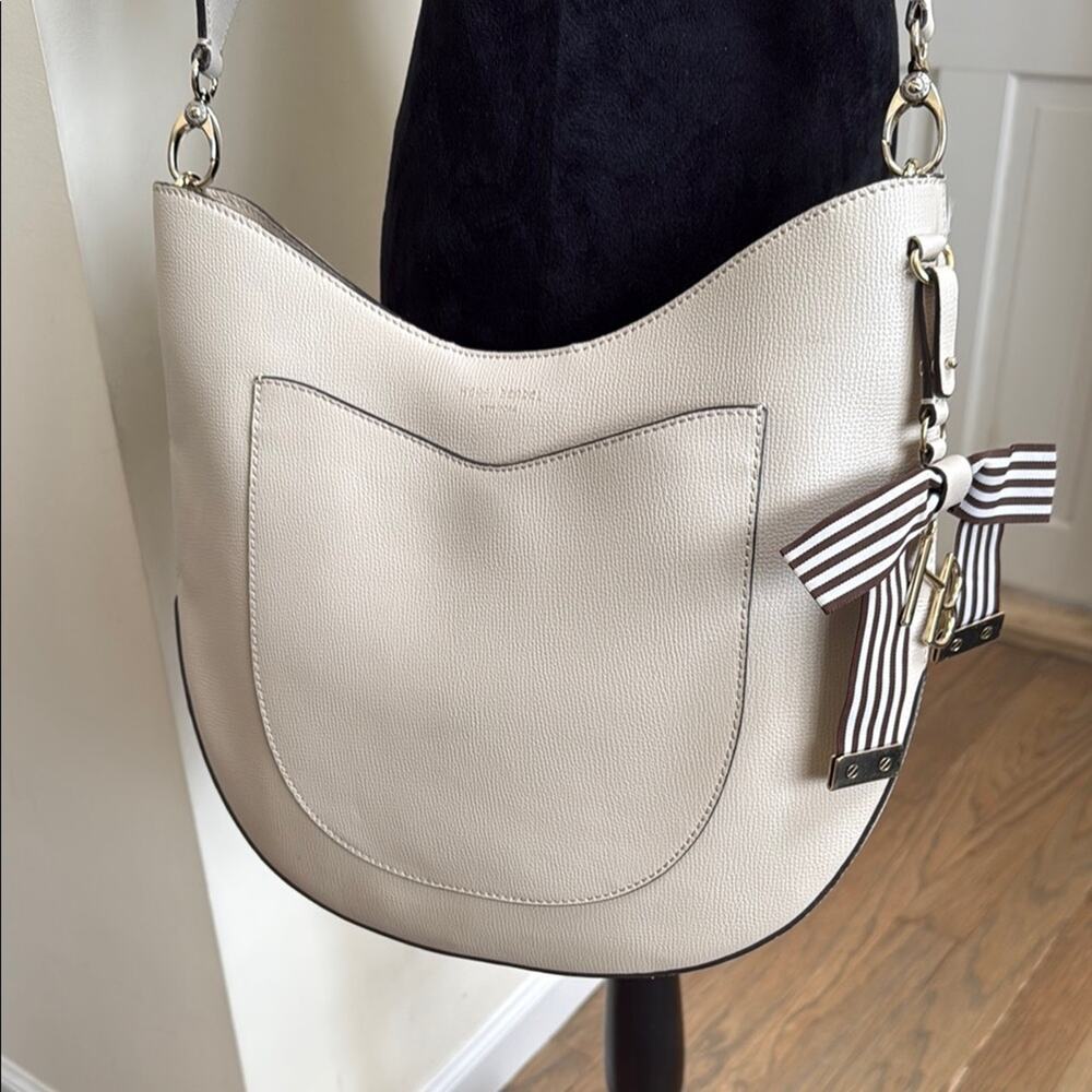 HENRI BENDEL W57TH Cream Saffiano Leather Hobo Crossbody